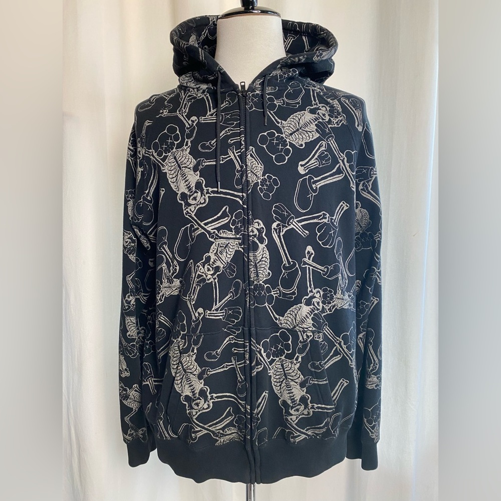 Vintage Kaws Original Fake Skeleton Black Men’s XL Hoody Medicom Toy Rare 2003